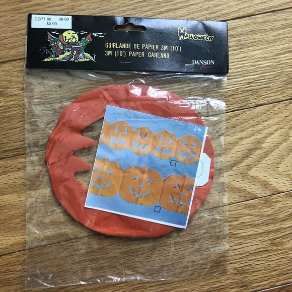 Vintage 90s Halloween Invitation Cards Pumpkin Jack O Lantern  Paper Garland - Picture 7 of 7